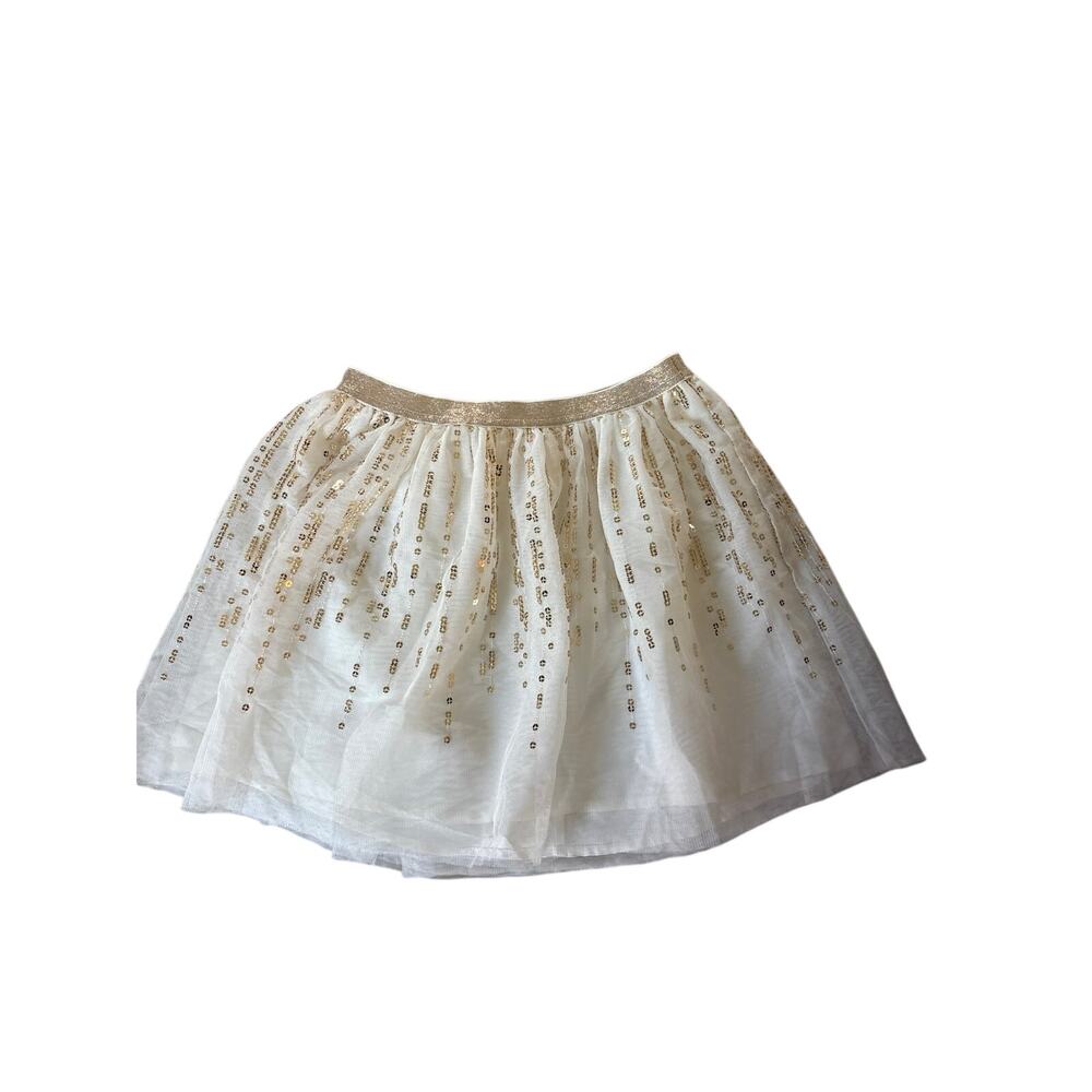 White Tulle Skirt with Gold Sequins Size 7/8